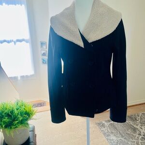 Sanctuary Black Peacoat with Cream Collar